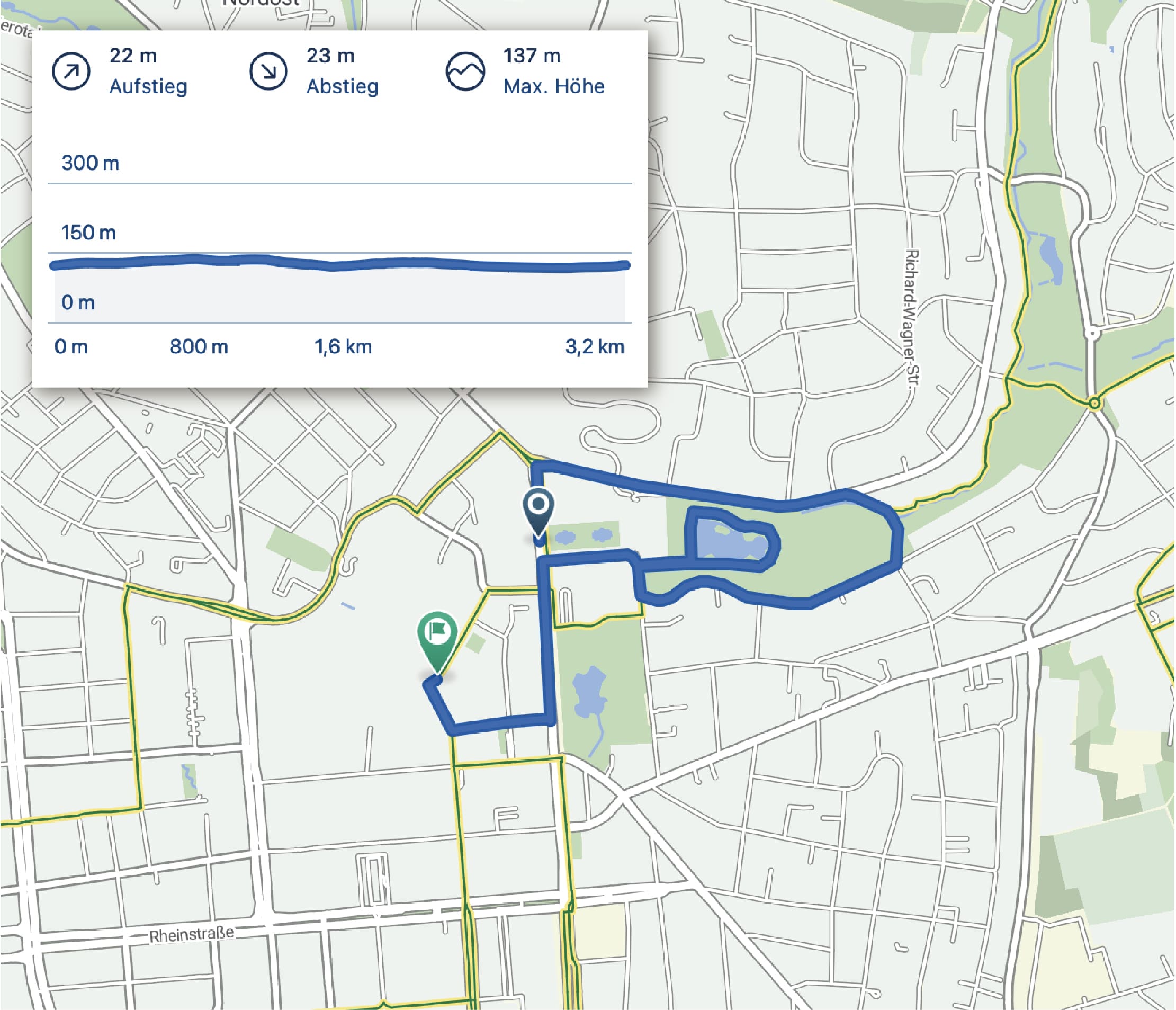 Streckenverlauf Ikano Bank City Marathon Wiesbaden 2025 – 3 km