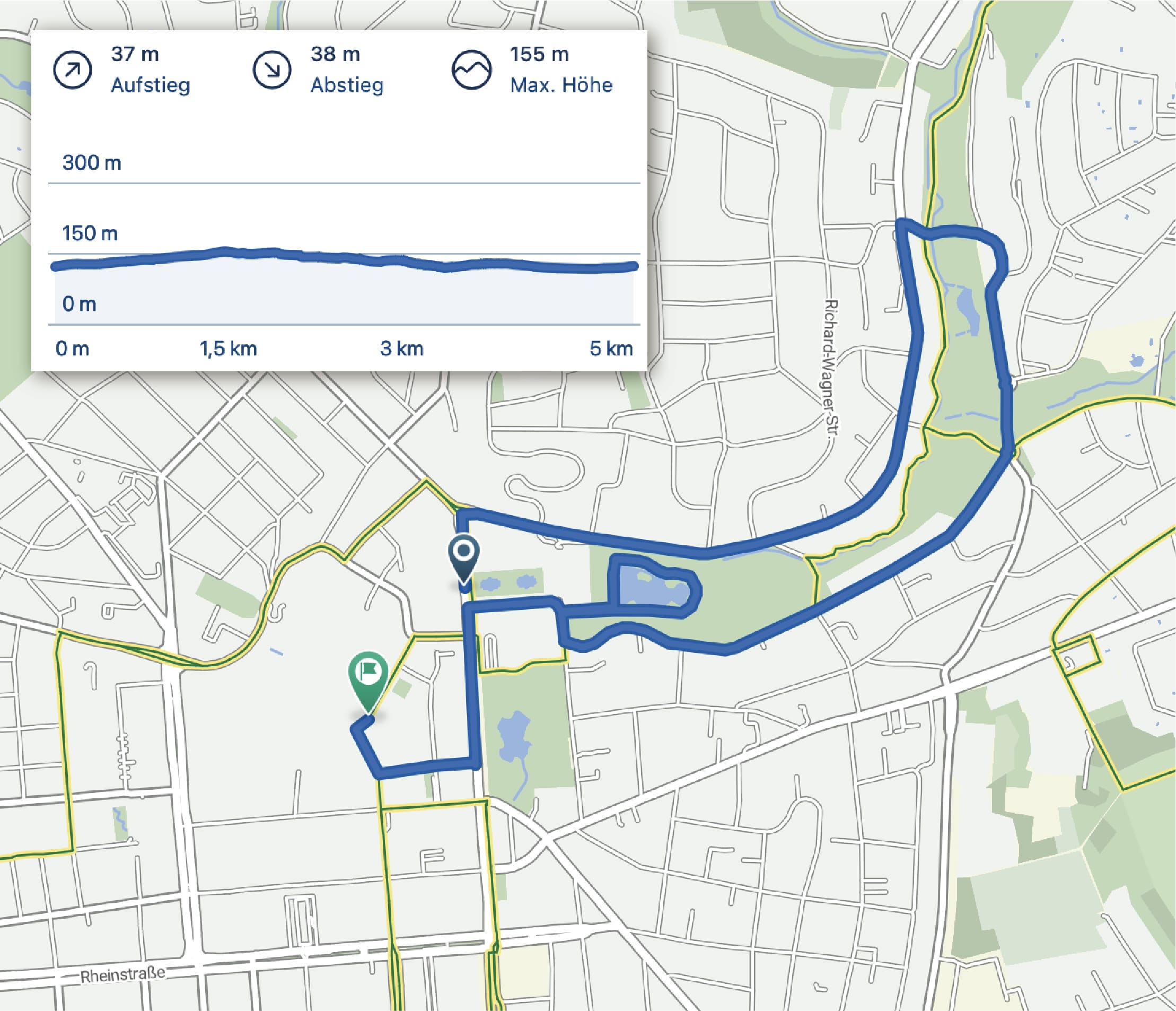 Streckenverlauf Ikano Bank City Marathon Wiesbaden 2025 – 5 km